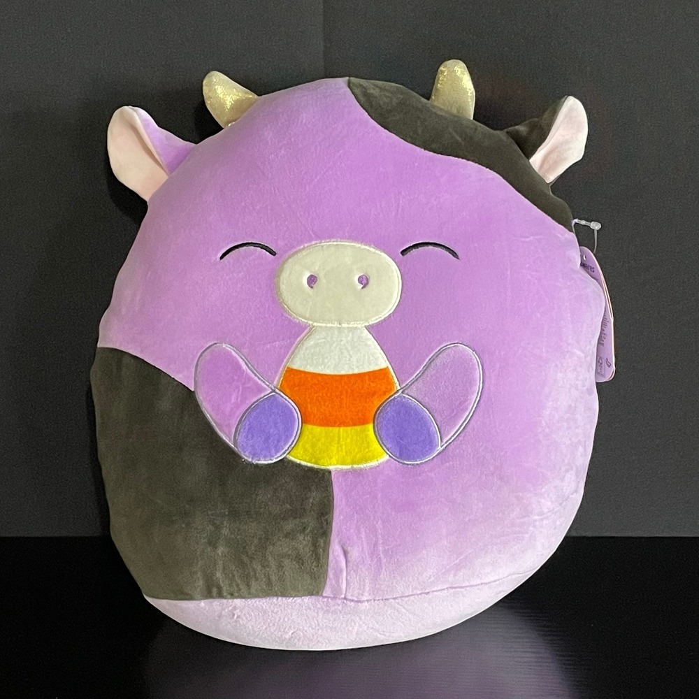 Squishmallows Alexie Purple Cow Halloween 12 Inch Plush New NWT Candy Corn Horns